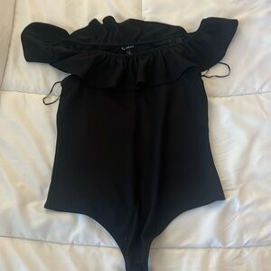 Express ribbed, bodysuit size small black off the shoulder flowy